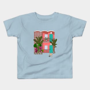 Breeze Block Apartments with Plants Kids T-Shirt